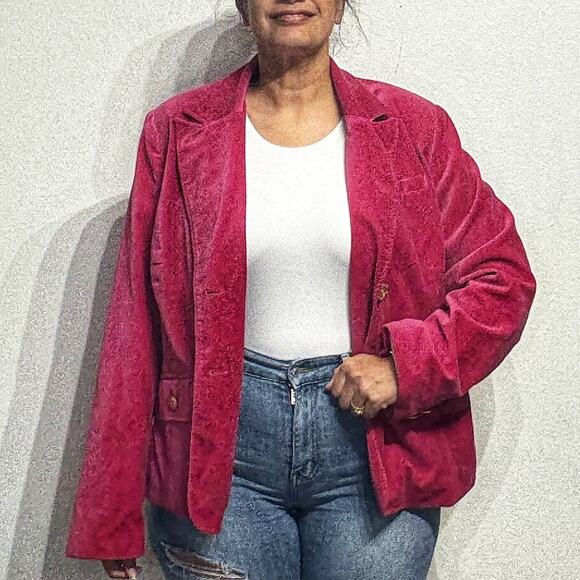 Old Navy Pink Velvet Vintage Blazer Sz 2X - Picture 1 of 14